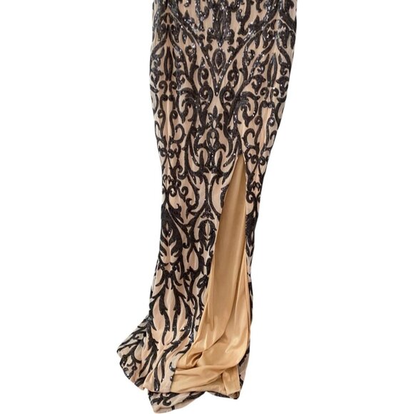 NWT Nude Dress with black sequin lace details Spaghetti Straps backless size S - Picture 7 of 13